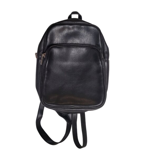 Y2K Vintage ESPRIT Small Black Leather Backpack 13x10x3 - Picture 1 of 9
